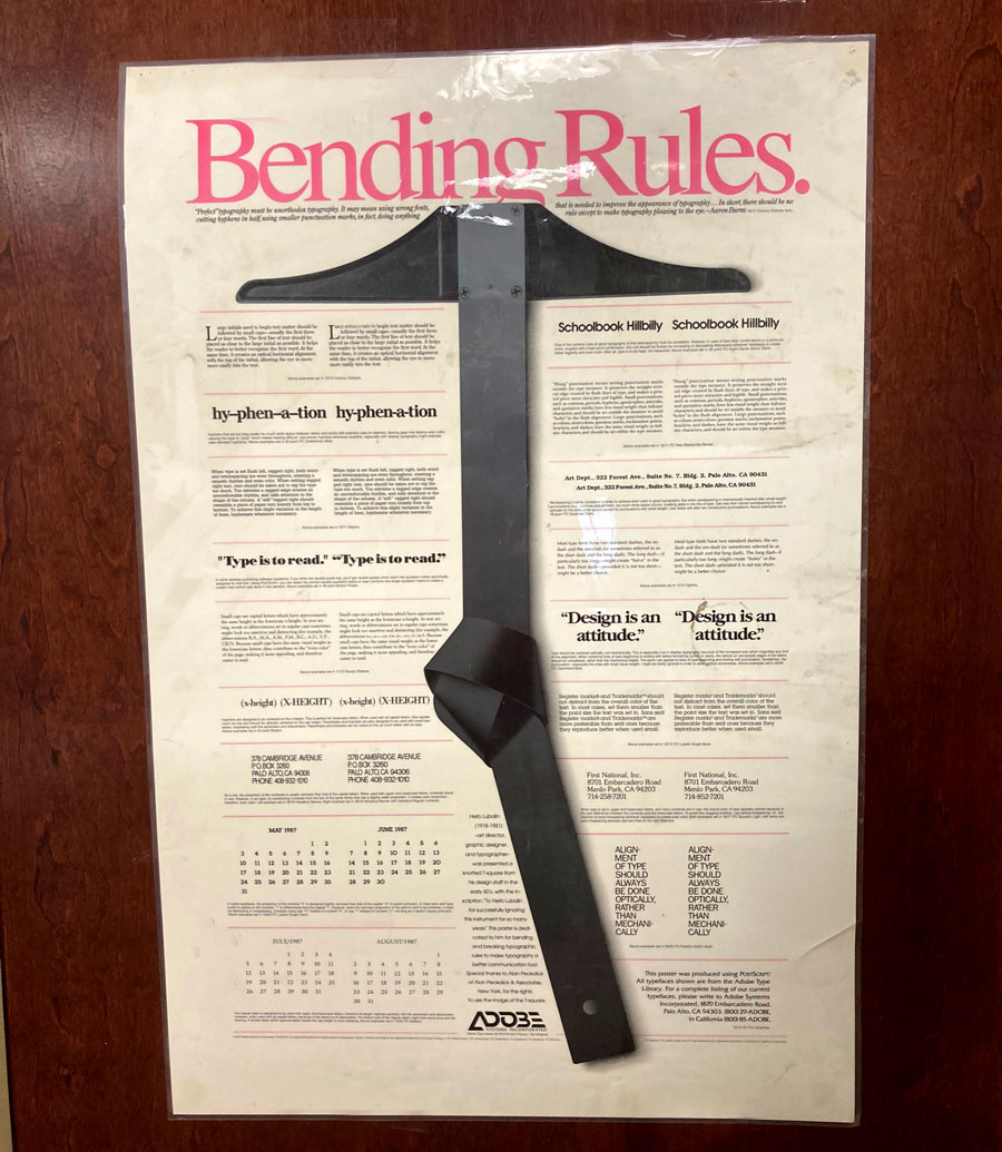 Adobe poster from 1987 Bending Rules